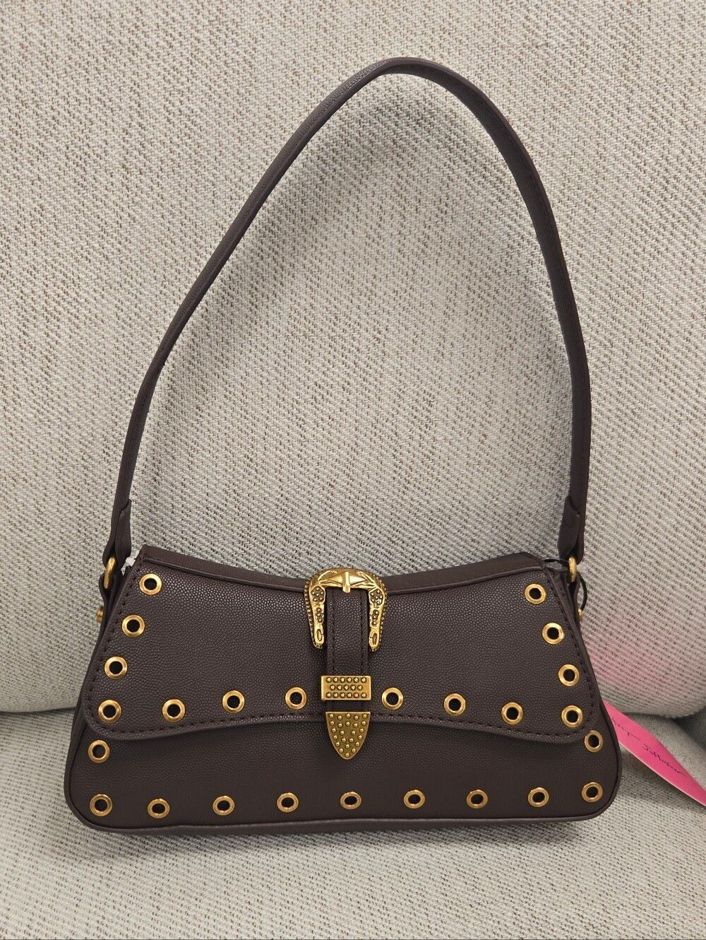Betsey Johnson Brown Western Buckle Shoulder Handbag